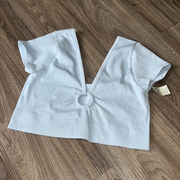 aerie crop ribbed top in blue - Picture 2 of 5